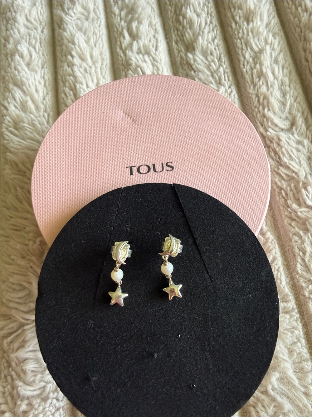 TOUS, SILVER MAGIC NATURE EARRINGS WITH PEARL